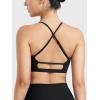 imageYEOREO Womens Sports Bras Chilene Strappy Criss Cross Open Back Low Impact Removable Cups Gym Yoga Workout BraBlack