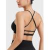 imageYEOREO Womens Sports Bras Chilene Strappy Criss Cross Open Back Low Impact Removable Cups Gym Yoga Workout BraBlack