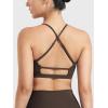 imageYEOREO Womens Sports Bras Chilene Strappy Criss Cross Open Back Low Impact Removable Cups Gym Yoga Workout BraCocoa
