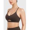 imageYEOREO Womens Sports Bras Chilene Strappy Criss Cross Open Back Low Impact Removable Cups Gym Yoga Workout BraCocoa