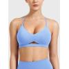 imageYEOREO Womens Sports Bras Chilene Strappy Criss Cross Open Back Low Impact Removable Cups Gym Yoga Workout BraIce Blue