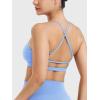 imageYEOREO Womens Sports Bras Chilene Strappy Criss Cross Open Back Low Impact Removable Cups Gym Yoga Workout BraIce Blue