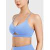 imageYEOREO Womens Sports Bras Chilene Strappy Criss Cross Open Back Low Impact Removable Cups Gym Yoga Workout BraIce Blue