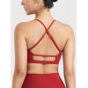 imageYEOREO Womens Sports Bras Chilene Strappy Criss Cross Open Back Low Impact Removable Cups Gym Yoga Workout BraRed