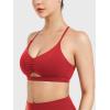 imageYEOREO Womens Sports Bras Chilene Strappy Criss Cross Open Back Low Impact Removable Cups Gym Yoga Workout BraRed