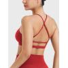 imageYEOREO Womens Sports Bras Chilene Strappy Criss Cross Open Back Low Impact Removable Cups Gym Yoga Workout BraRed