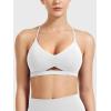 imageYEOREO Womens Sports Bras Chilene Strappy Criss Cross Open Back Low Impact Removable Cups Gym Yoga Workout BraWhite