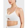 imageYEOREO Womens Sports Bras Chilene Strappy Criss Cross Open Back Low Impact Removable Cups Gym Yoga Workout BraWhite