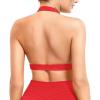 imageYEOREO Roxanie Women Halter Sports Bra Scoop Neck Removable Padded Open Back Yoga Workout Crop Tank TopRed