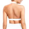 imageYEOREO Roxanie Women Halter Sports Bra Scoop Neck Removable Padded Open Back Yoga Workout Crop Tank TopWhite