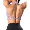 imageYEOREO Womens Sports Bra Halter Workout Sports Bra Strappy Criss Cross Back Bra Removable Padded Yoga Crop TopLight Purple