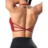 imageYEOREO Womens Sports Bra Halter Workout Sports Bra Strappy Criss Cross Back Bra Removable Padded Yoga Crop TopMaroon