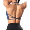 imageYEOREO Womens Sports Bra Halter Workout Sports Bra Strappy Criss Cross Back Bra Removable Padded Yoga Crop TopNavy
