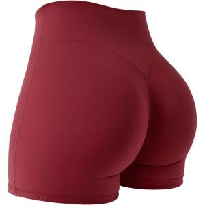 imageYEOREO Women Gym Shorts Workout High Waist Hidden Scrunch Butt Lifting Tummy Control 45quot Yoga Impact ShortsAnkela Red