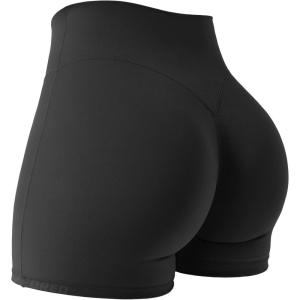 imageYEOREO Women Gym Shorts Workout High Waist Hidden Scrunch Butt Lifting Tummy Control 45quot Yoga Impact ShortsBlack