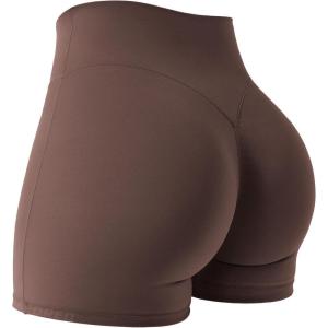 imageYEOREO Women Gym Shorts Workout High Waist Hidden Scrunch Butt Lifting Tummy Control 45quot Yoga Impact ShortsChocolate