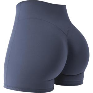 imageYEOREO Women Gym Shorts Workout High Waist Hidden Scrunch Butt Lifting Tummy Control 45quot Yoga Impact ShortsNavy Blue