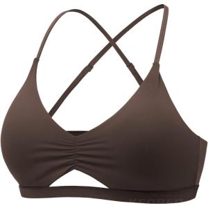 imageYEOREO Womens Sports Bras Chilene Strappy Criss Cross Open Back Low Impact Removable Cups Gym Yoga Workout BraCocoa