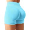 imageYEOREO SoftHue Women Workout Gym Impact Shorts Hidden Scrunch Butt Lifting 36quot45quot6quot Seamless ShortsLight Blue