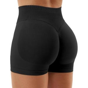 imageYEOREO SoftHue Women Workout Gym Impact Shorts Hidden Scrunch Butt Lifting 36quot45quot6quot Seamless ShortsBlack