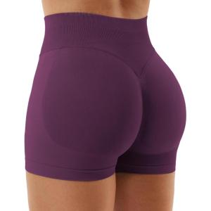 imageYEOREO SoftHue Women Workout Gym Impact Shorts Hidden Scrunch Butt Lifting 36quot45quot6quot Seamless ShortsBlack Cherry