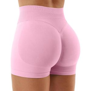 imageYEOREO SoftHue Women Workout Gym Impact Shorts Hidden Scrunch Butt Lifting 36quot45quot6quot Seamless ShortsPink