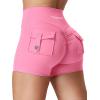 imageYEOREO CoreFlex Scrunch Workout Shorts with Pockets Charm Gym Biker Shorts for Women High Waisted Booty YogaPink