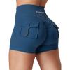 imageYEOREO CoreFlex Scrunch Workout Shorts with Pockets Charm Gym Biker Shorts for Women High Waisted Booty YogaDark Blue