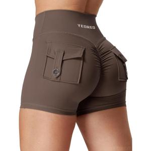 imageYEOREO CoreFlex Scrunch Workout Shorts with Pockets Charm Gym Biker Shorts for Women High Waisted Booty YogaCoffee