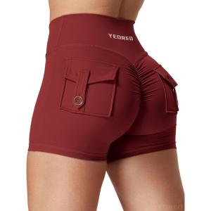 imageYEOREO CoreFlex Scrunch Workout Shorts with Pockets Charm Gym Biker Shorts for Women High Waisted Booty YogaDeep Burgundy