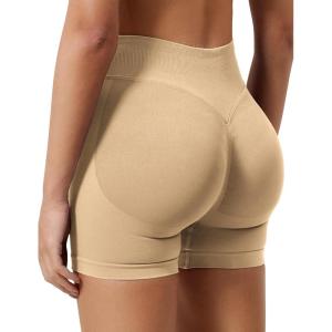 imageYEOREO SoftHue Women Workout Gym Impact Shorts Hidden Scrunch Butt Lifting 36quot45quot6quot Seamless ShortsApricot