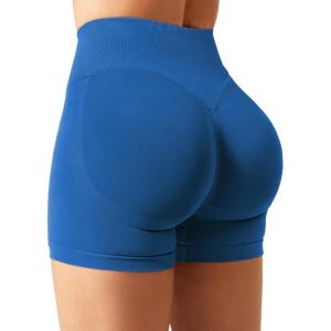 imageYEOREO SoftHue Women Workout Gym Impact Shorts Hidden Scrunch Butt Lifting 36quot45quot6quot Seamless ShortsAzure