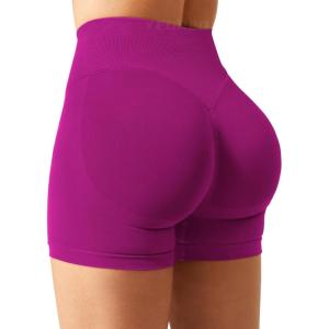 imageYEOREO SoftHue Women Workout Gym Impact Shorts Hidden Scrunch Butt Lifting 36quot45quot6quot Seamless ShortsBerry