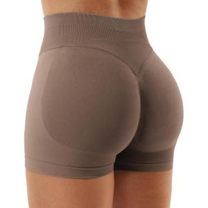 imageYEOREO SoftHue Women Workout Gym Impact Shorts Hidden Scrunch Butt Lifting 36quot45quot6quot Seamless ShortsBrown