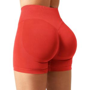 imageYEOREO SoftHue Women Workout Gym Impact Shorts Hidden Scrunch Butt Lifting 36quot45quot6quot Seamless ShortsChili Red