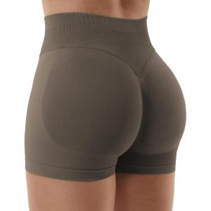 imageYEOREO SoftHue Women Workout Gym Impact Shorts Hidden Scrunch Butt Lifting 36quot45quot6quot Seamless ShortsCoffee