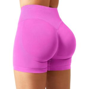 imageYEOREO SoftHue Women Workout Gym Impact Shorts Hidden Scrunch Butt Lifting 36quot45quot6quot Seamless ShortsFloral Pink