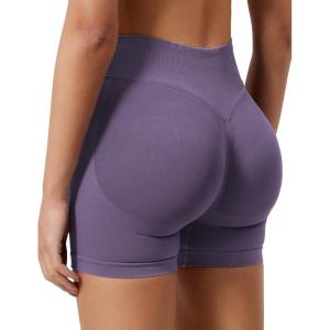 imageYEOREO SoftHue Women Workout Gym Impact Shorts Hidden Scrunch Butt Lifting 36quot45quot6quot Seamless ShortsHaze Purple