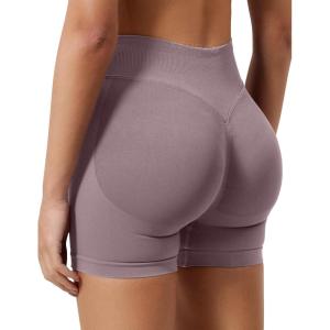 imageYEOREO SoftHue Women Workout Gym Impact Shorts Hidden Scrunch Butt Lifting 36quot45quot6quot Seamless ShortsMocha