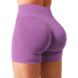 imageYEOREO SoftHue Women Workout Gym Impact Shorts Hidden Scrunch Butt Lifting 36quot45quot6quot Seamless ShortsRose Purple