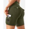 imageYEOREO CoreFlex Women Workout Biker Shorts with Cargo Pockets Hidden Scrunch High Waisted 8quot Inseam Gym ShortsArmy Green