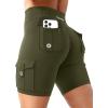 imageYEOREO CoreFlex Women Workout Biker Shorts with Cargo Pockets Hidden Scrunch High Waisted 8quot Inseam Gym ShortsArmy Green