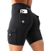 imageYEOREO CoreFlex Women Workout Biker Shorts with Cargo Pockets Hidden Scrunch High Waisted 8quot Inseam Gym ShortsBlack