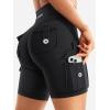 imageYEOREO CoreFlex Women Workout Biker Shorts with Cargo Pockets Hidden Scrunch High Waisted 8quot Inseam Gym ShortsBlack