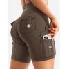 imageYEOREO CoreFlex Women Workout Biker Shorts with Cargo Pockets Hidden Scrunch High Waisted 8quot Inseam Gym ShortsCoffee