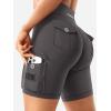 imageYEOREO CoreFlex Women Workout Biker Shorts with Cargo Pockets Hidden Scrunch High Waisted 8quot Inseam Gym ShortsDark Grey