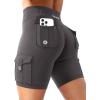 imageYEOREO CoreFlex Women Workout Biker Shorts with Cargo Pockets Hidden Scrunch High Waisted 8quot Inseam Gym ShortsDark Grey