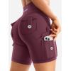 imageYEOREO CoreFlex Women Workout Biker Shorts with Cargo Pockets Hidden Scrunch High Waisted 8quot Inseam Gym ShortsDeep Cherry