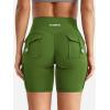 imageYEOREO CoreFlex Women Workout Biker Shorts with Cargo Pockets Hidden Scrunch High Waisted 8quot Inseam Gym ShortsGreen