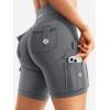 imageYEOREO CoreFlex Women Workout Biker Shorts with Cargo Pockets Hidden Scrunch High Waisted 8quot Inseam Gym ShortsLava Grey